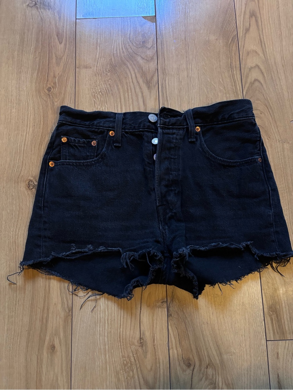 Levi’s High-Rise Black Denim Shorts